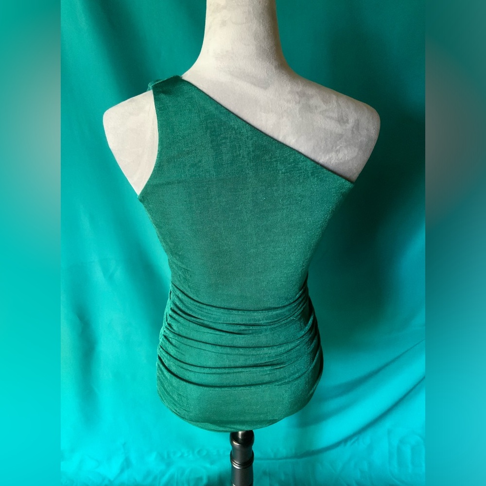 Lucy in the Sky Size Small Green One Shoulder Mini Bodycon Dress, EUC - Picture 2 of 3